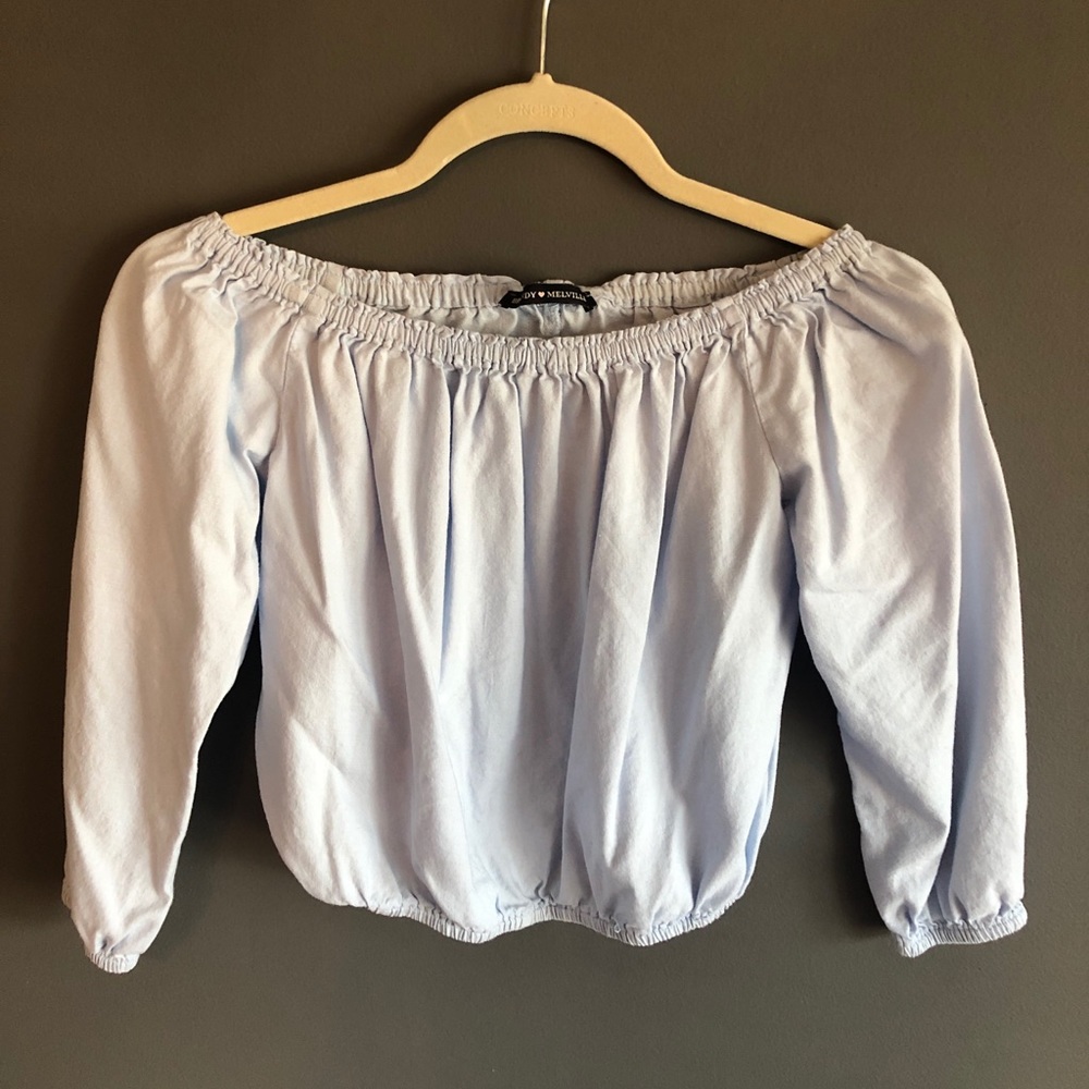 Blue off the shoulder long sleeve!